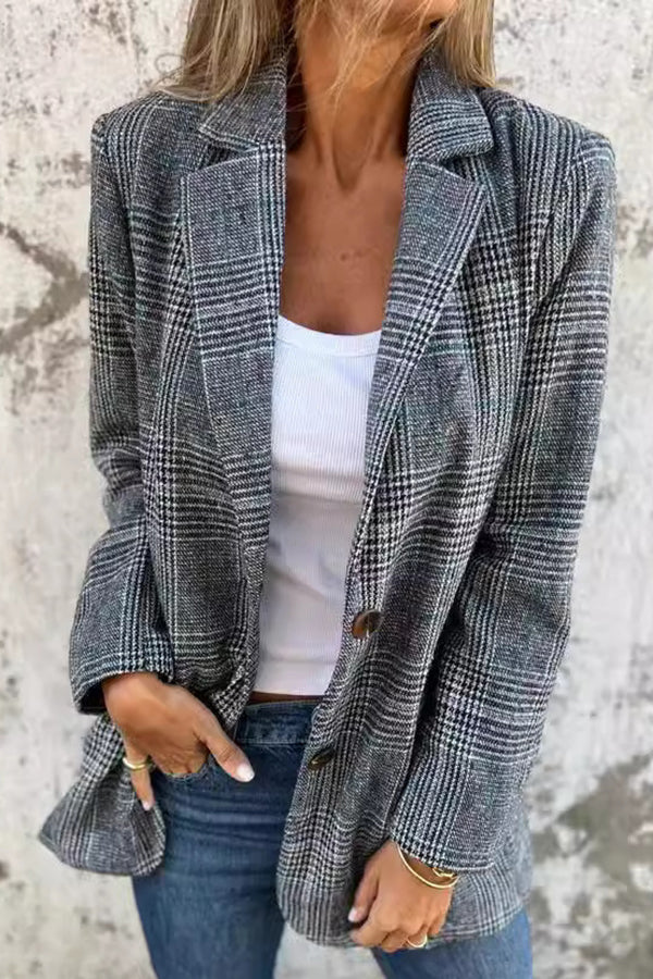 Stilvoller Retro-Blazer mit Hahnentritt-Revers