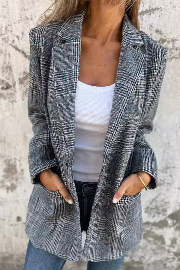 Stilvoller Retro-Blazer mit Hahnentritt-Revers